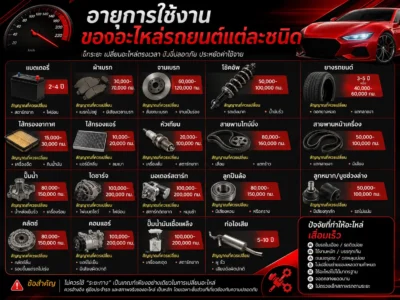 อายุการใช้งานของอะไหล่รถยนต์แต่ละชนิด